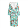 Cartoon Cow And Daisy Flower Print Hooded Bathrobe