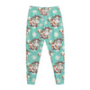 Cartoon Cow And Daisy Flower Print Jogger Pants