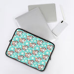 Cartoon Cow And Daisy Flower Print Laptop Sleeve