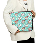 Cartoon Cow And Daisy Flower Print Laptop Sleeve