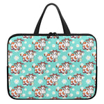Cartoon Cow And Daisy Flower Print Laptop Sleeve With Handle