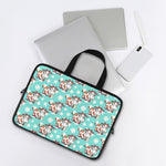 Cartoon Cow And Daisy Flower Print Laptop Sleeve With Handle