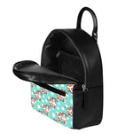 Cartoon Cow And Daisy Flower Print Leather Backpack