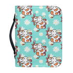 Cartoon Cow And Daisy Flower Print Leather Bible Cover