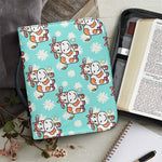 Cartoon Cow And Daisy Flower Print Leather Bible Cover
