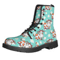 Cartoon Cow And Daisy Flower Print Lace-Up Boots