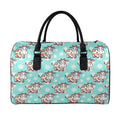 Cartoon Cow And Daisy Flower Print Leather Duffel Bag