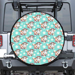 Cartoon Cow And Daisy Flower Print Leather Spare Tire Cover