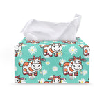 Cartoon Cow And Daisy Flower Print Leather Tissue Box Cover
