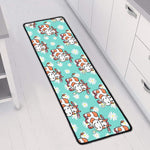 Cartoon Cow And Daisy Flower Print Long Kitchen Mat