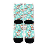Cartoon Cow And Daisy Flower Print Long Socks