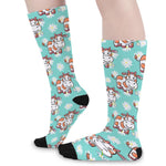 Cartoon Cow And Daisy Flower Print Long Socks