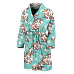 Cartoon Cow And Daisy Flower Print Men's Bathrobe