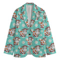 Cartoon Cow And Daisy Flower Print Men's Blazer