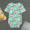 Cartoon Cow And Daisy Flower Print Men's Bodysuit