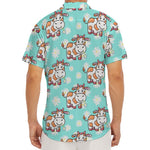 Cartoon Cow And Daisy Flower Print Men's Deep V-Neck Shirt
