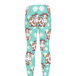 Cartoon Cow And Daisy Flower Print Men's leggings