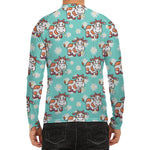 Cartoon Cow And Daisy Flower Print Men's Long Sleeve Rash Guard