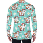 Cartoon Cow And Daisy Flower Print Men's Long Sleeve T-Shirt