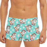 Cartoon Cow And Daisy Flower Print Men's Short Boxer Briefs