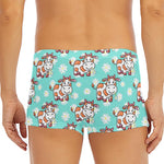 Cartoon Cow And Daisy Flower Print Men's Short Boxer Briefs