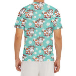 Cartoon Cow And Daisy Flower Print Men's Short Sleeve Rash Guard