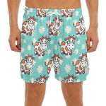 Cartoon Cow And Daisy Flower Print Men's Split Running Shorts
