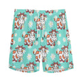 Cartoon Cow And Daisy Flower Print Men's Athletic Shorts