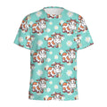 Cartoon Cow And Daisy Flower Print Men's Athletic T-Shirt