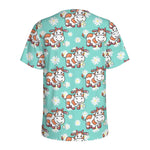 Cartoon Cow And Daisy Flower Print Men's Sports T-Shirt