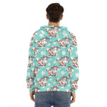 Cartoon Cow And Daisy Flower Print Men's Velvet Pullover Hoodie