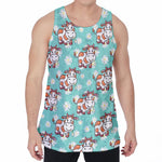 Cartoon Cow And Daisy Flower Print Men's Velvet Tank Top