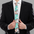 Cartoon Cow And Daisy Flower Print Necktie