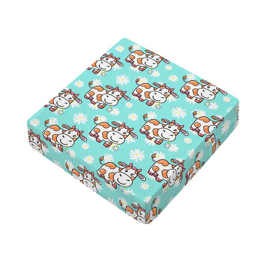 Cartoon Cow And Daisy Flower Print Outdoor Seat Cushion Cover