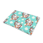 Cartoon Cow And Daisy Flower Print Pet Cooling Mat Cover