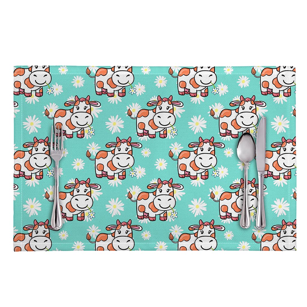 Cartoon Cow And Daisy Flower Print Placemat