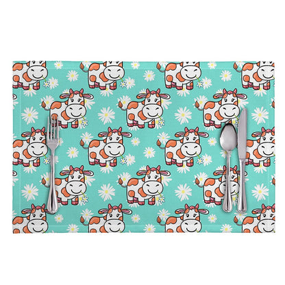 Cartoon Cow And Daisy Flower Print Placemat