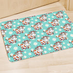 Cartoon Cow And Daisy Flower Print Polyester Doormat