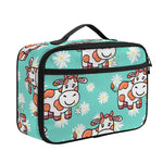 Cartoon Cow And Daisy Flower Print Portable Lunch Bag