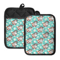 Cartoon Cow And Daisy Flower Print Pot Holders With Pocket