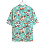 Cartoon Cow And Daisy Flower Print Rayon Hawaiian Shirt