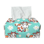 Cartoon Cow And Daisy Flower Print Rectangle Tissue Box Cover