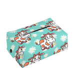 Cartoon Cow And Daisy Flower Print Rectangle Tissue Box Cover