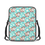 Cartoon Cow And Daisy Flower Print Rectangular Crossbody Bag