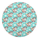 Cartoon Cow And Daisy Flower Print Round Blanket