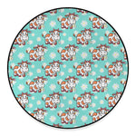 Cartoon Cow And Daisy Flower Print Round Floor Mat