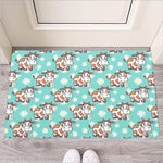 Cartoon Cow And Daisy Flower Print Rubber Doormat