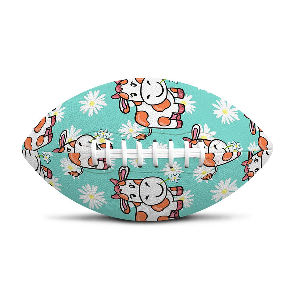 Cartoon Cow And Daisy Flower Print Rugby Ball