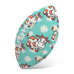 Cartoon Cow And Daisy Flower Print Rugby Ball