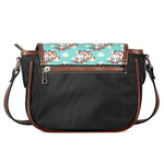 Cartoon Cow And Daisy Flower Print Saddle Bag